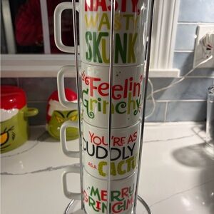 Grinch Themed Stackable Mug Set